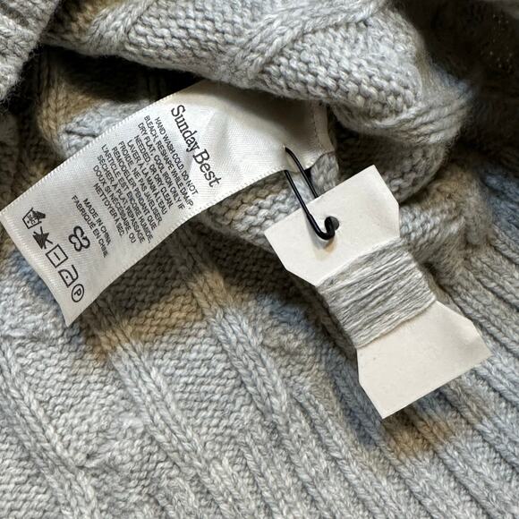 Sunday Best Gray Chunky Cable Knit Sweater sz XS Wool - Picture 5 of 8